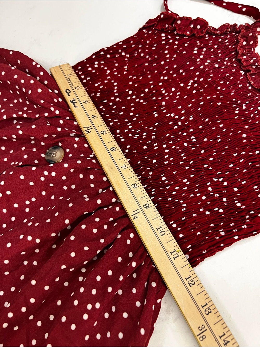Red Polka Dot Midi Sundress with Button Front - Picture 12 of 16